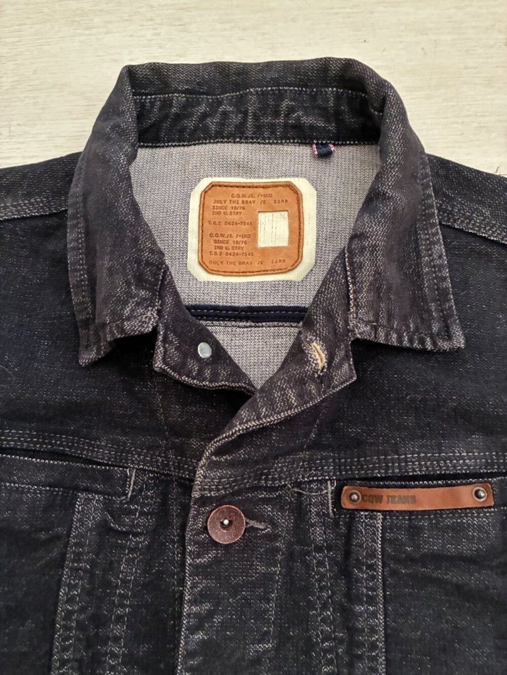 CQW Jeans Black Denim Only The Brave Trucker Jacket Men's Size Large Slim Fit - Picture 2 of 8